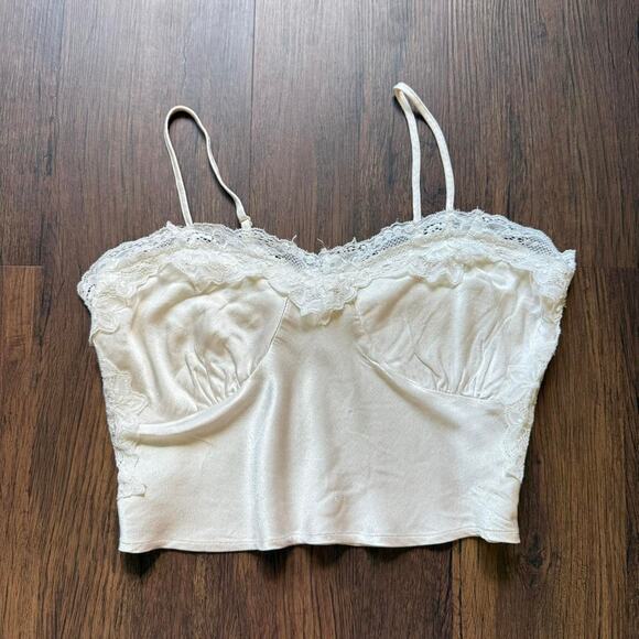 Beverly and Beck White Lace Satin Cami Bralette Top Size Large - Picture 2 of 8
